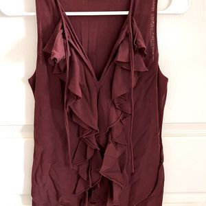 Dark Purple Polo Ralph Lauren Sport Ruffle Sleeveless Blouse